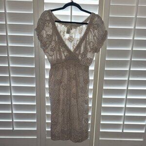 Light Cream Floral V-Neck Women’s Dress